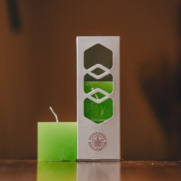 Set of green cube candles without scent