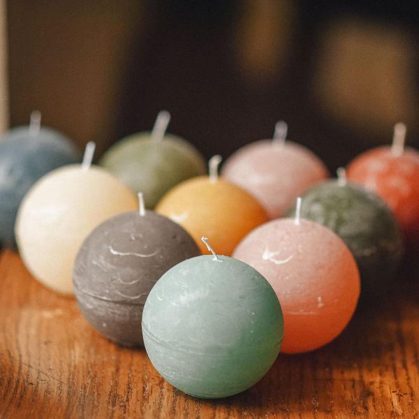 Unscented ball candle, colors available in assortment