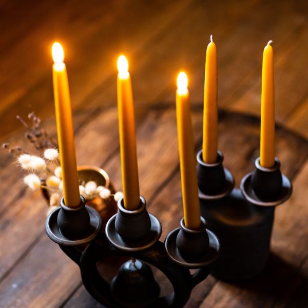 Beeswax stick candles, 2 pieces